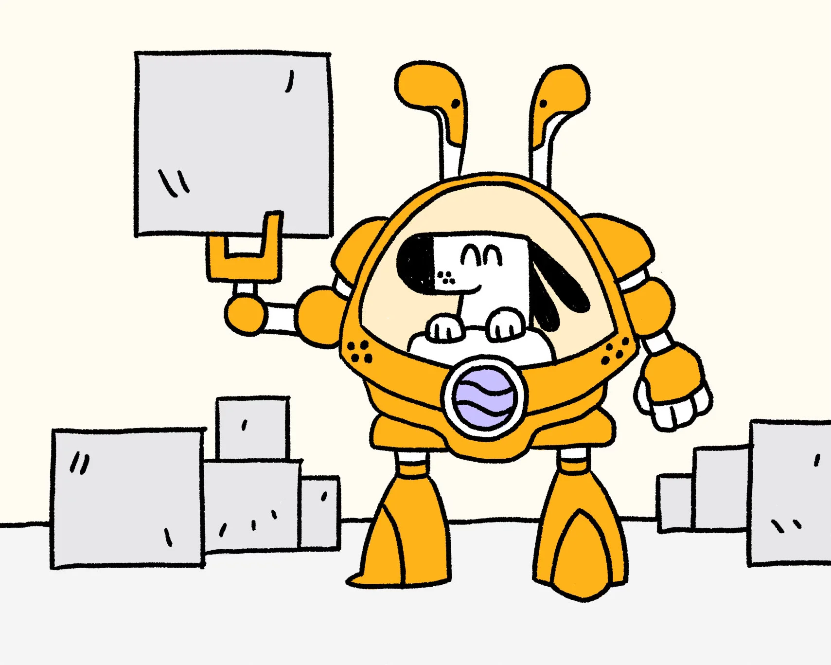 Illustration of a robot dog, representing Kagi's approach to AI
